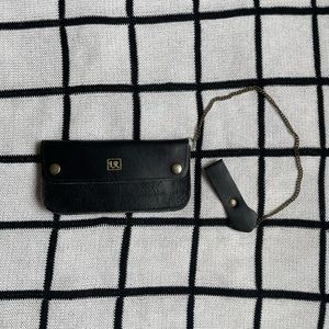 VINTAGE Black Leather Clutch